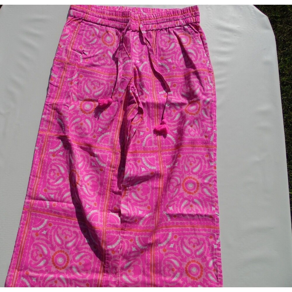 Vineyard Vines Knit Pull On Pants Sand Dollar Pink Tie Waist Stretch Size XS